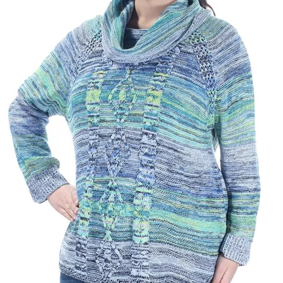 JPR John Paul Richard Cable Knit Marled Cowl Neck - Picture 2 of 7